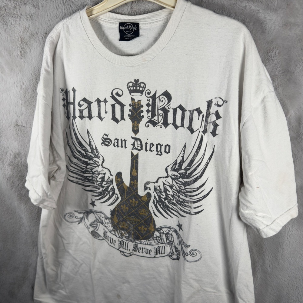 Hard Rock Hotel San‎ Diego Winged Guitar Graphic T-Shirt Mens White XL
